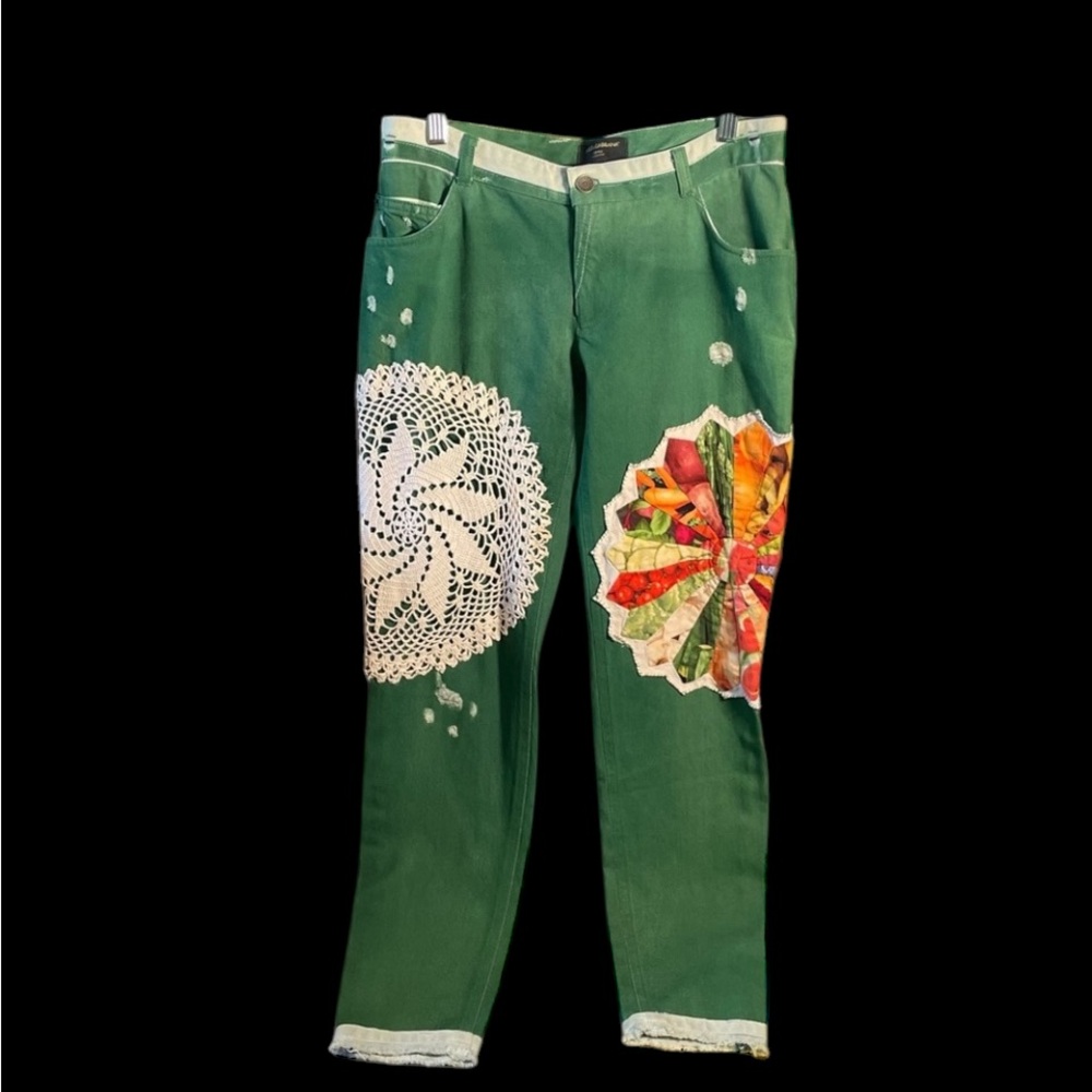 EKA x Dolce & Gabbana Collab Pants Green Patchwork fruit
